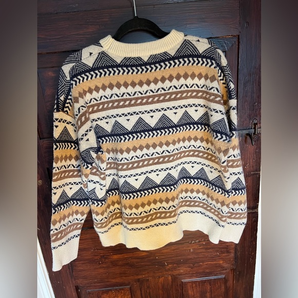 Dazy Striped and Geo Pattern Drop Shoulder Sweater - Picture 3 of 3